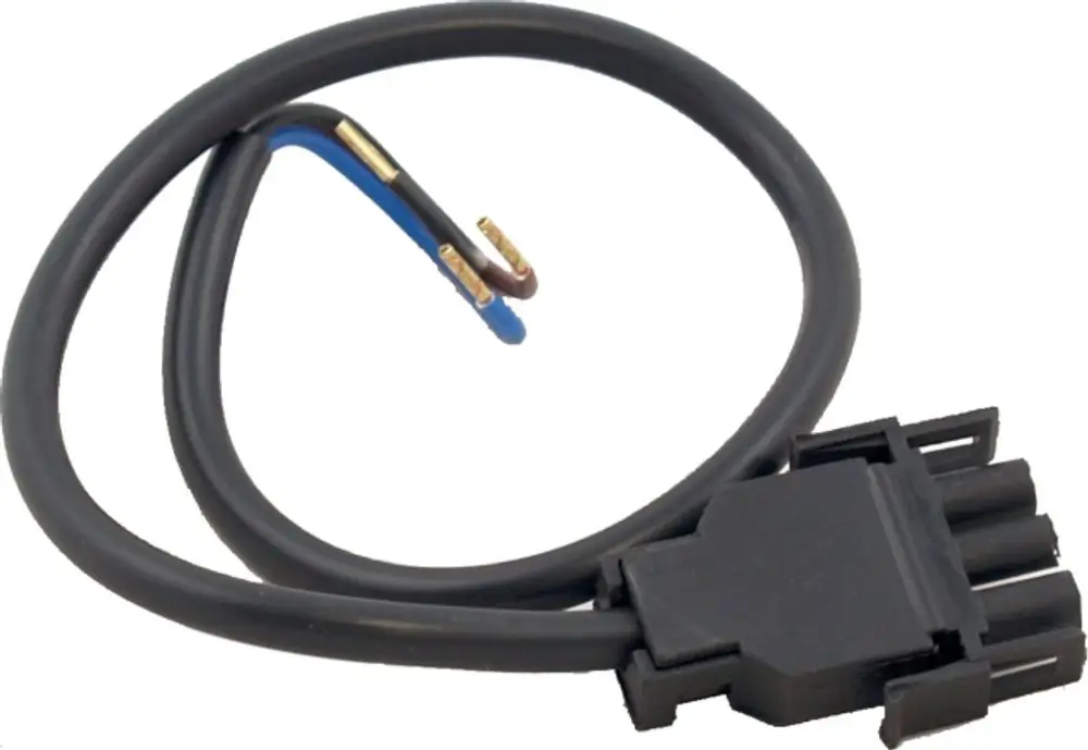 Kabel mit Stecker und zwei offenen Leitungen, geeignet zur Verbindung eines Flammwächters. Entspricht den Spezifikationen für Wolf-Geräte.